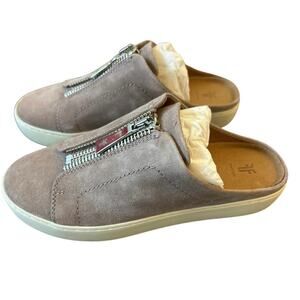 Frye Leather suede Slipper Zip Mules Lena Dusty Rose Size 7M New